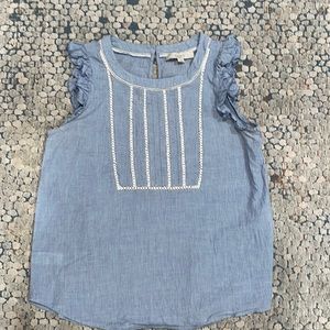 Chambray Top with White Details